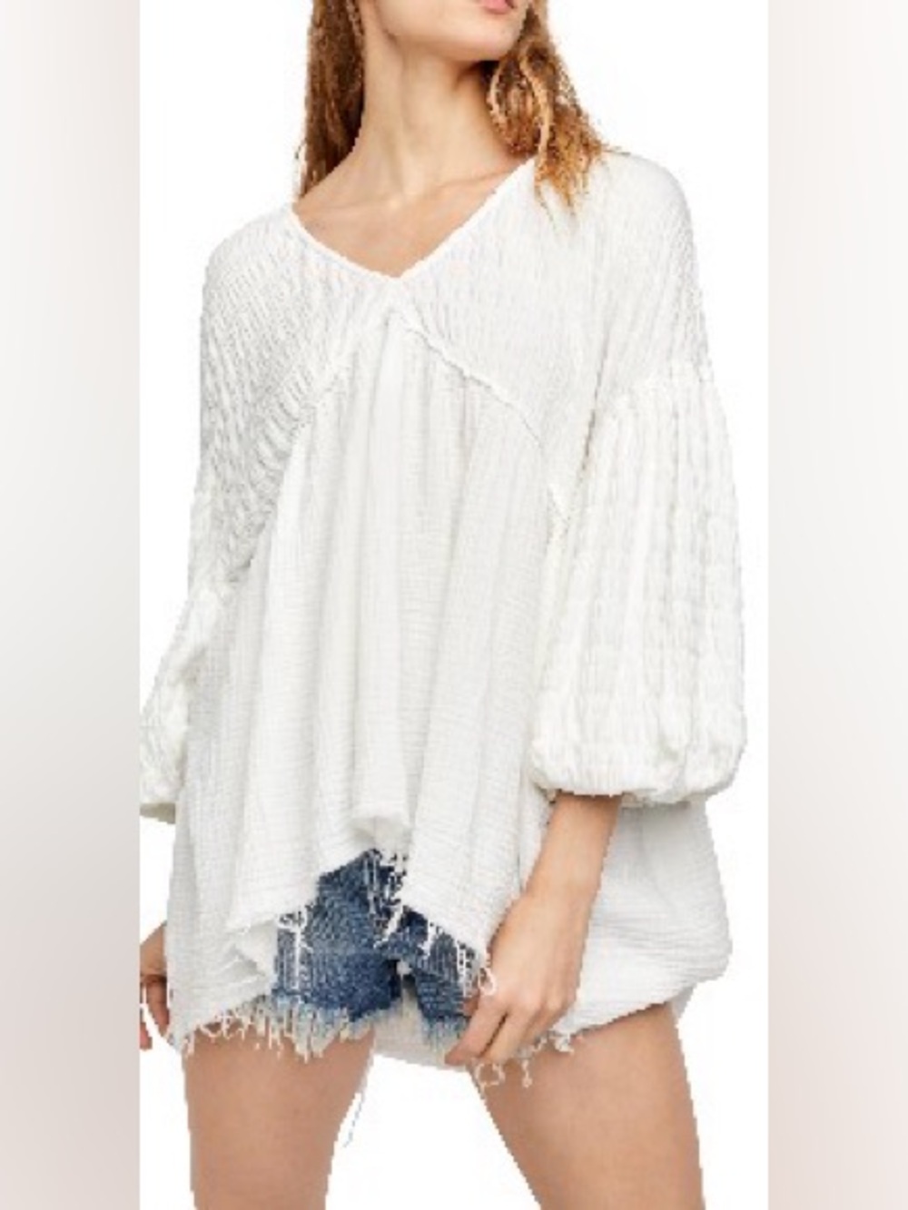 Free People Pucker Knit Swing Top